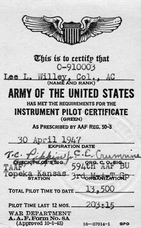 Instrument Pilot Certificate, April 30, 1947